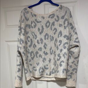 Leopard Print Beige and Gray Women Sweater